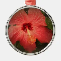 Hibiscus Grunge Metal Ornament