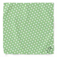 Polka Dot Patterned Retro Monogrammed Light Green Bandana