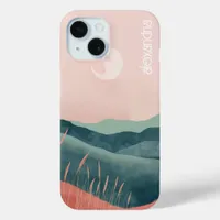 Boho Landscape Abstract Mountains With Name iPhone 15 Case