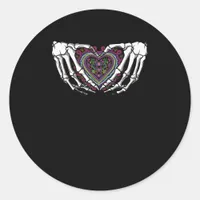 Skeleton Hand Heart Muertos Mexican Day Of Dead Classic Round Sticker