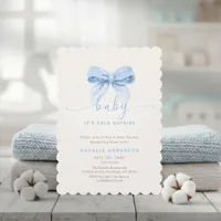 Snowy Blue Coquette It's Cold Outside Baby Shower Invitation