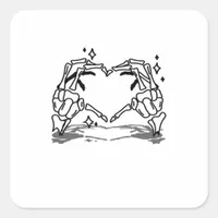 Skeleton Hand Heart Funny Design Style Square Sticker
