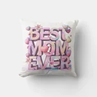 *~ AP72 Mother Day BEST MOM EVER Hearts Floral #2 Throw Pillow