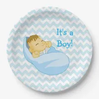 Cute Baby in Blue, "It's a Boy" Baby Shower Plate