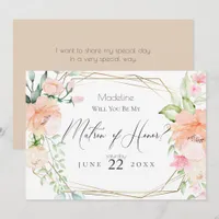 Blush Flowers Will You Be My Matron of Honor Invitation