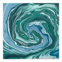 Teal and Blue Turquoise Water Ocean Swirls Poster