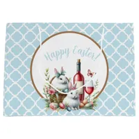 Light blue Bunny & Wine Watercolor  Large Gift Bag