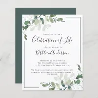 Budget Eucalyptus Celebration of Life Invitation