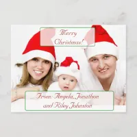 Merry Christmas personalized Family Photo Postcard