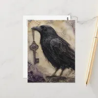 Raven with a Key Postcard