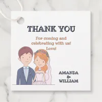 Simple, Cartoon-Iike Spouses Illustration Wedding  Favor Tags