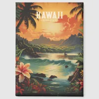 Vintage Hawaii Tropical Beach Travel Illustration Magnet