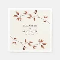 Modern Minimalist Leaves Fall Wedding Napkins