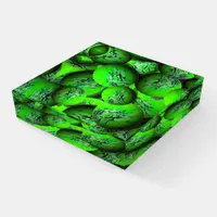 Neon green planets - pattern in 3D optics  Paperweight