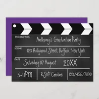 Hollywood Movie Graduation Party Chalkboard  Invit Invitation