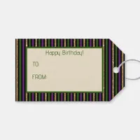 Purple, Green, Black, Faux Gold Stripes Mardi Gras Gift Tags