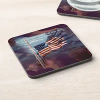 Fallen But Not Forgotten Smoke and Torn Flag Drink Coaster