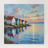 Coastal Themed | Beach Homes on the Bay   Jigsaw Puzzle