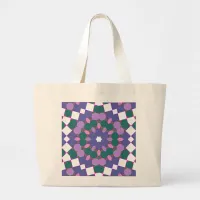 Vintage multicolor pattern large tote bag