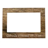 Faux Rustic Barn Wood Country Wedding Magnetic Photo Frame