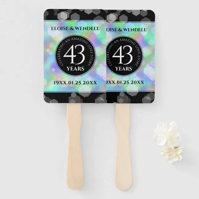 Elegant 43rd Opal Wedding Anniversary Celebration Hand Fan