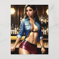 Sexy Woman at the Bar Postcard