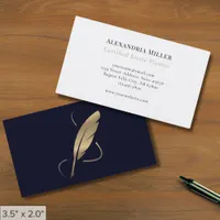 Simple Elegant Gold Quill Business Card