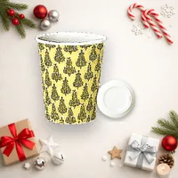 Elegant Beige Christmas Tree Pattern Design Paper Cups