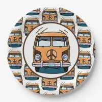 1970's Hippie Van Retro Vintage Style Birthday Paper Plates