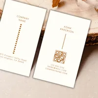 Gold Dots Minimalist Simple Qr Code Cream  Business Card