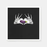Eggplant Classic - Skeleton Hands Heart Napkins