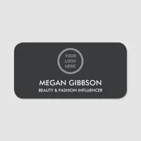 Sleek Black Business Logo Company Minimalist Staff Name Tag