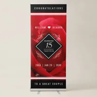 Elegant 15th Rose Wedding Anniversary Celebration Retractable Banner
