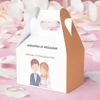 Simple, Cartoon-Iike  Spouses Illustration Wedding Favor Boxes