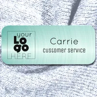 Your Logo Brushed Radial Aqua Blue Name Tag