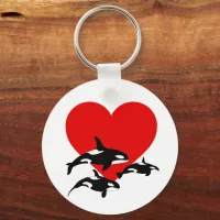 Love Orca Killer Whales Cool Marine Wildlife Keychain