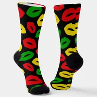 Rasta Love Lipstick Kisses Patterned Socks