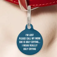 Navy Blue "Call My Mom" Funny Pet ID Tag