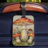  Cottage Core Mushrooms and Flowers Luggage Tag