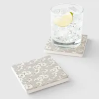 Watercolor White Orchid on Grey | Stone Coaster