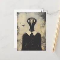Black Bird in a Black Dress Horror Fantasy Postcard