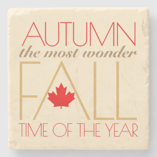 Autumn Red Leaves Word Art Wonder Fall ... Stone Coaster