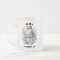 Over Rated? Watercolor Celebrating Groundhog Day  Frosted Glass Coffee Mug