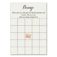 ivory blush gold floral bridal shower bingo cards