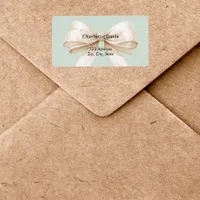 Sage green beige cream bow return address  label