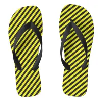 Black & Yellow Diagonal Stripes Adult Flip Flops