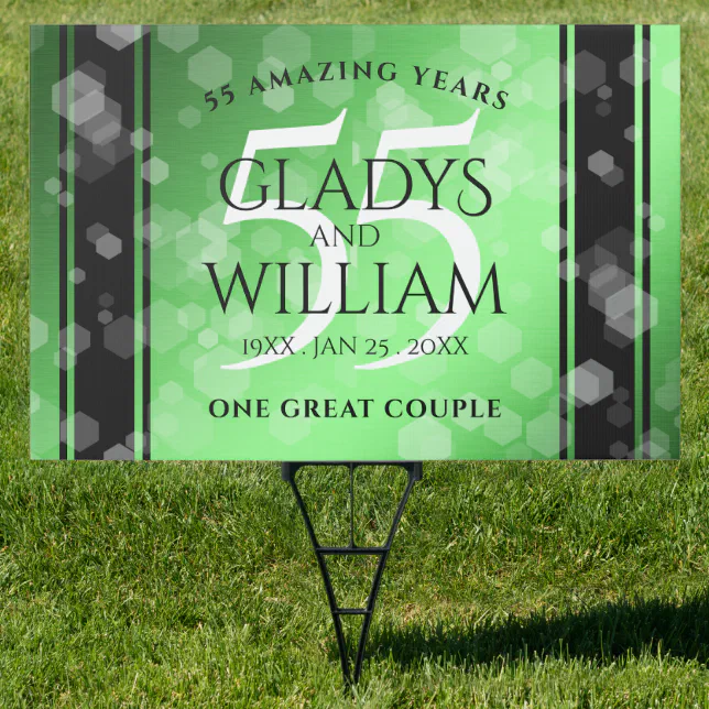 Elegant 55th Emerald Wedding Anniversary Sign