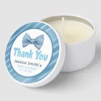 Personalized Blue Striped Bow Tie Baby Shower Mini Candle Favors