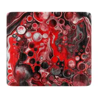 Red, Black and White Fluid Art Marble Cutting Board