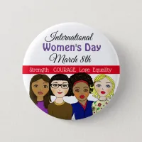 International Women's Day March 8th Button